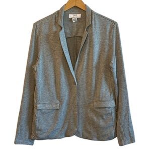 Magaschoni Sweater Gray Single Button Front Pockets Women's Blazer L